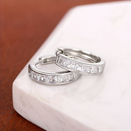 Elegant Minimalist Zirconia Hoop Earrings