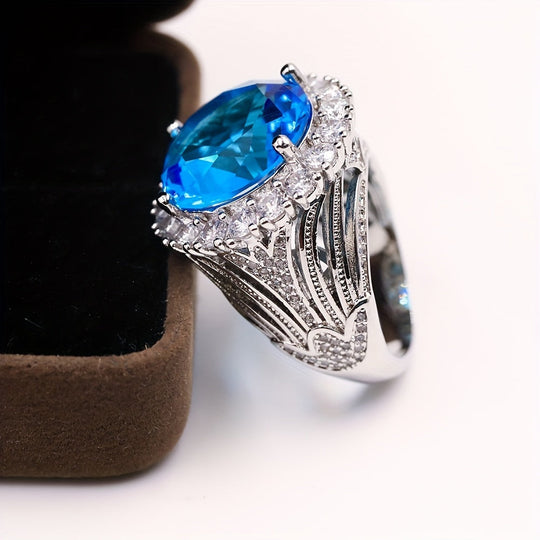 Luxurious Blue Cubic Zirconia Ring