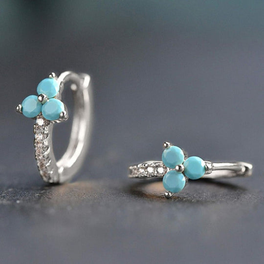 Boho-Inspired Blue Zirconia Hoop Earrings