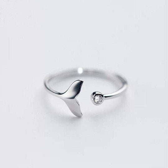Adjustable Dolphin Tail Ring with Zirconia Accents