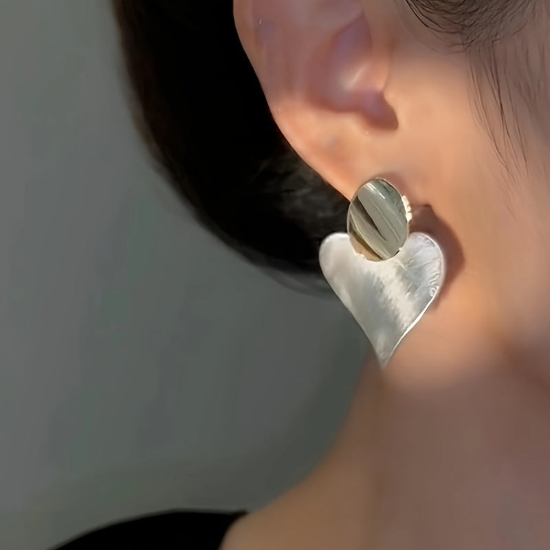 Silver Heart Design Dangle Earrings