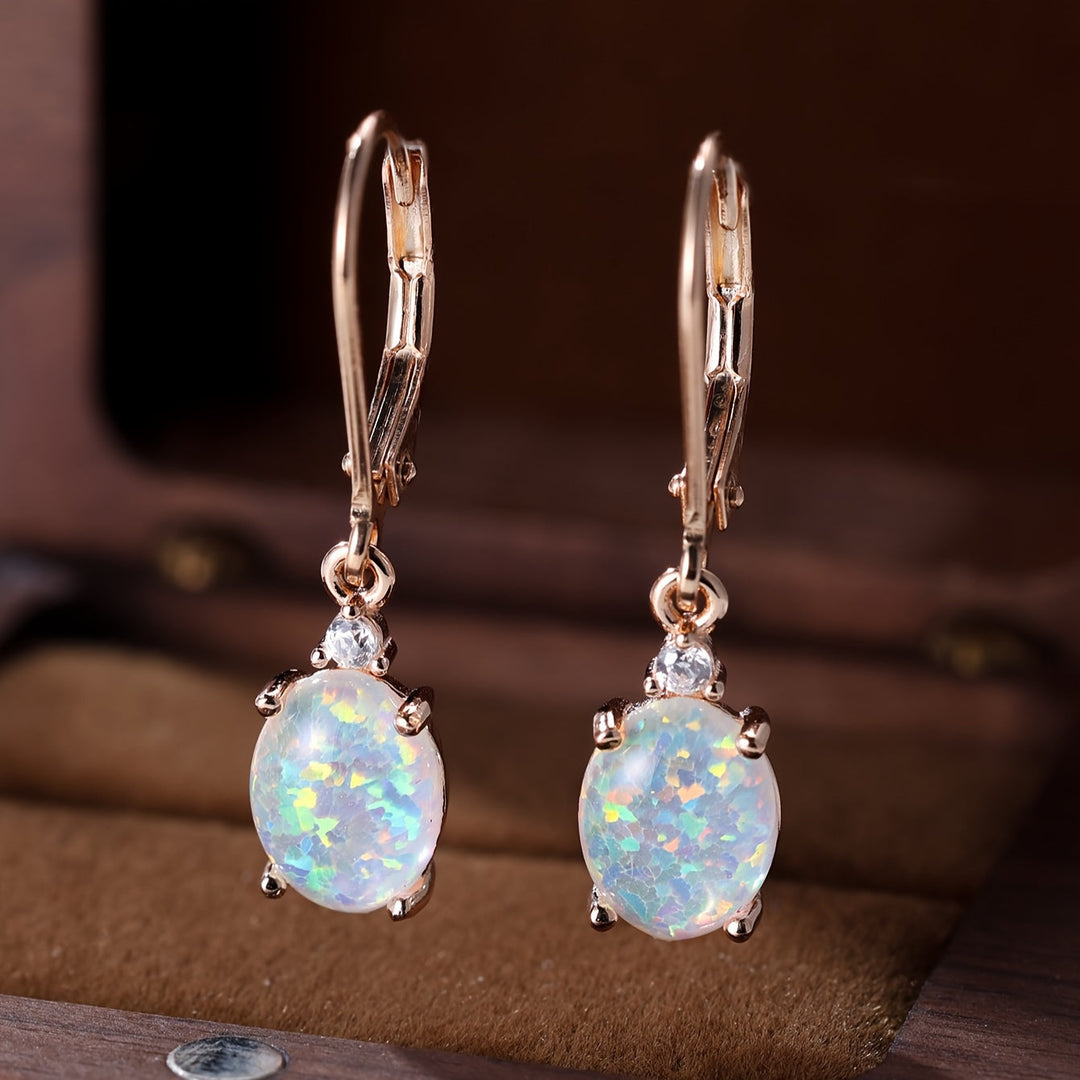 Silver Dangle Opal Earrings