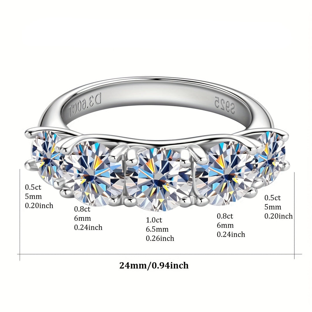 Five-Stone Moissanite Silver Ring
