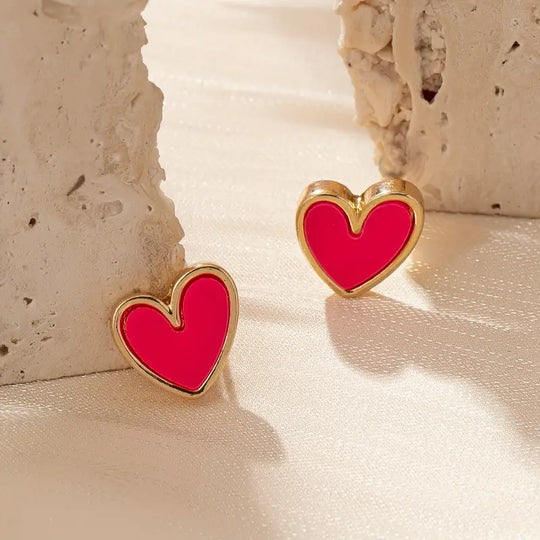 Small Heart-Shaped Stud Earrings