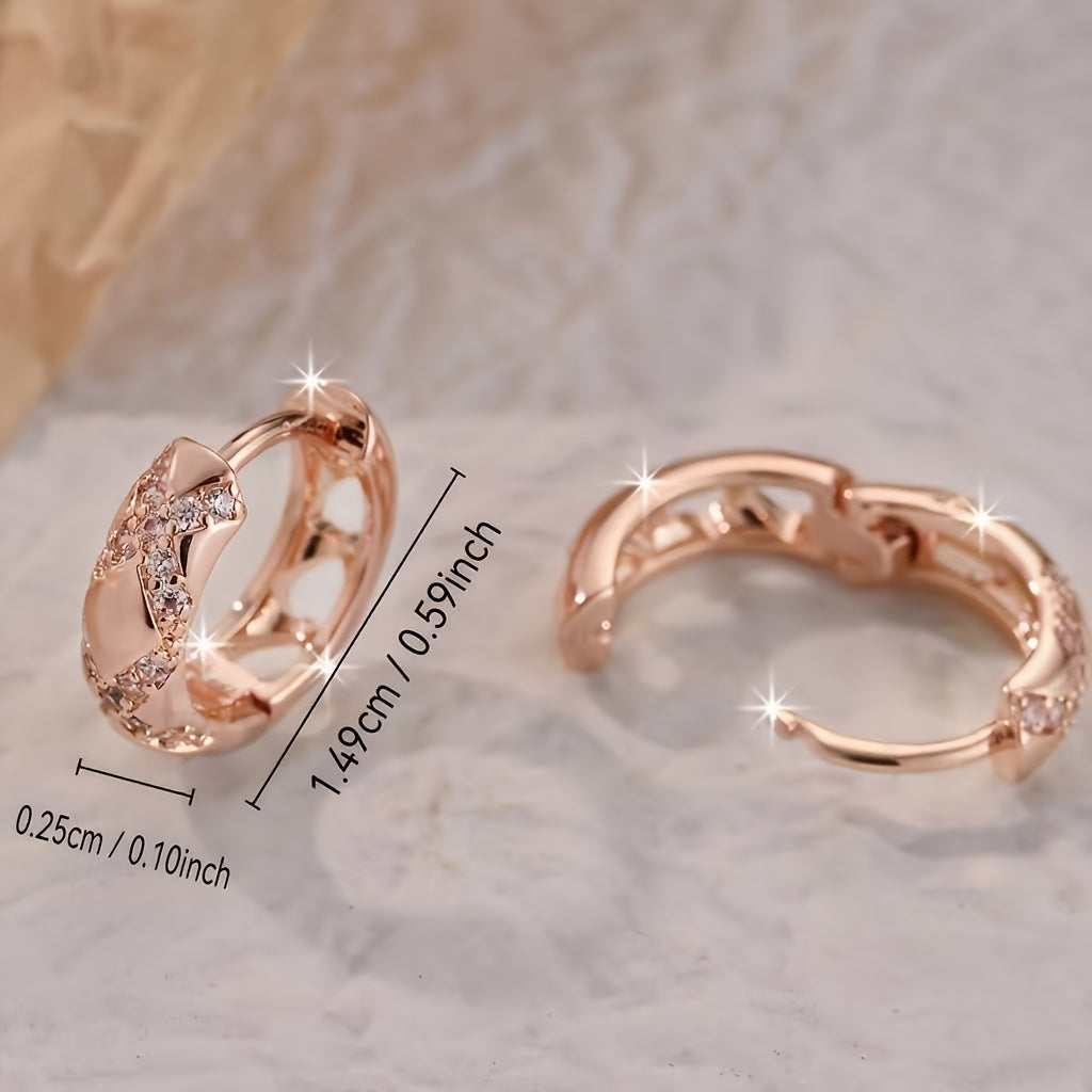 Lightweight Rose Gold Zirconia Hoop Earrings