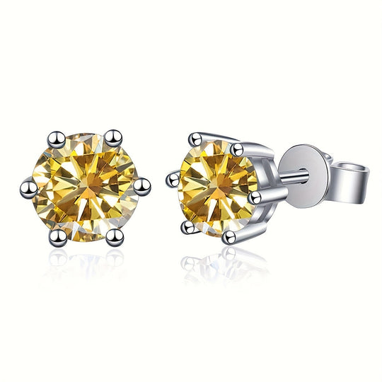 Sparkling Yellow Moissanite Stud Earrings