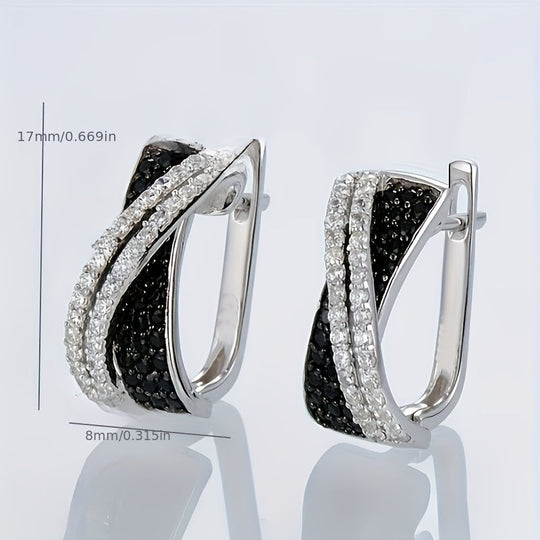 Unique Black and White Zirconia Earrings
