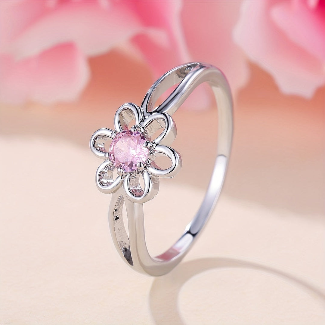 Timeless Pink Zirconia Flower Ring