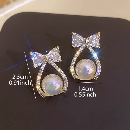 Heart-Shaped Bowknot Stud Earrings