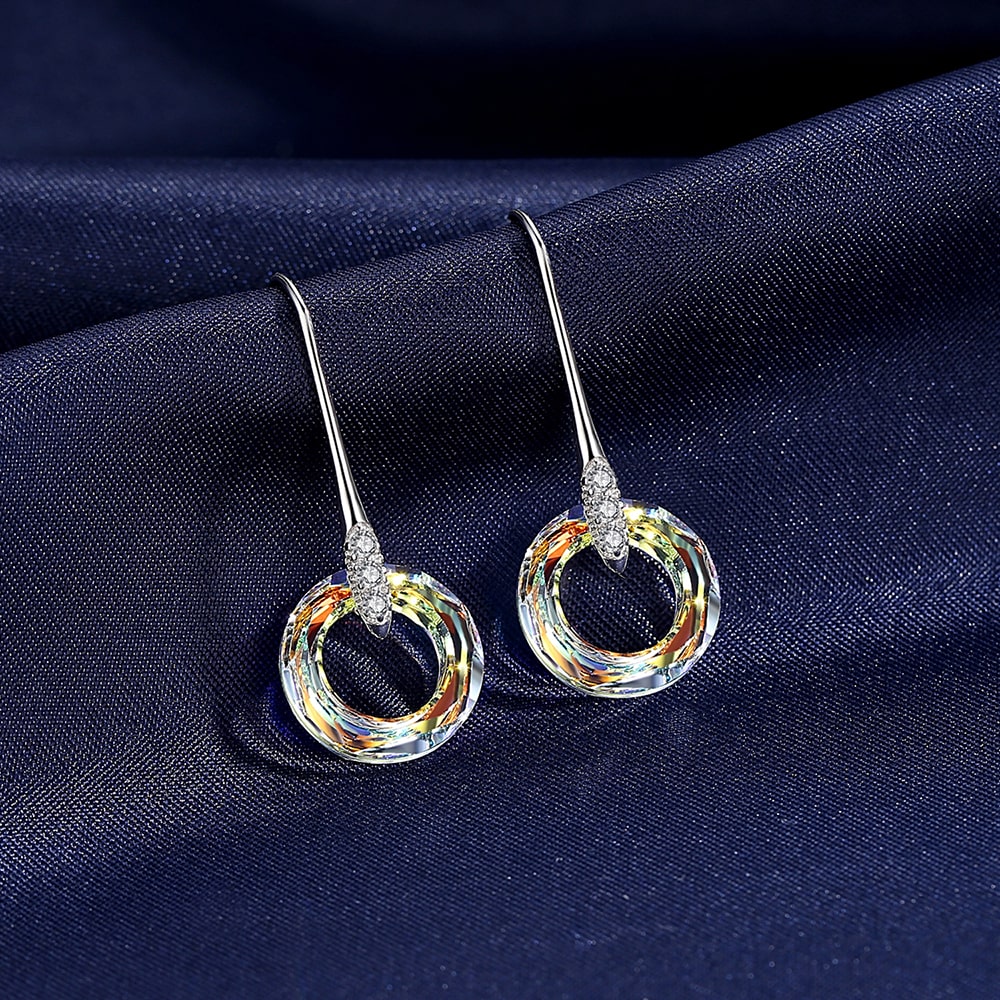 Celestial Hoop Earrings with Crystal Drops