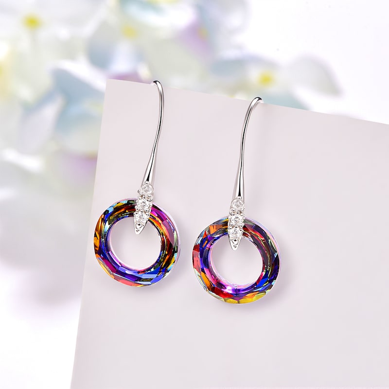 Celestial Hoop Earrings with Crystal Drops