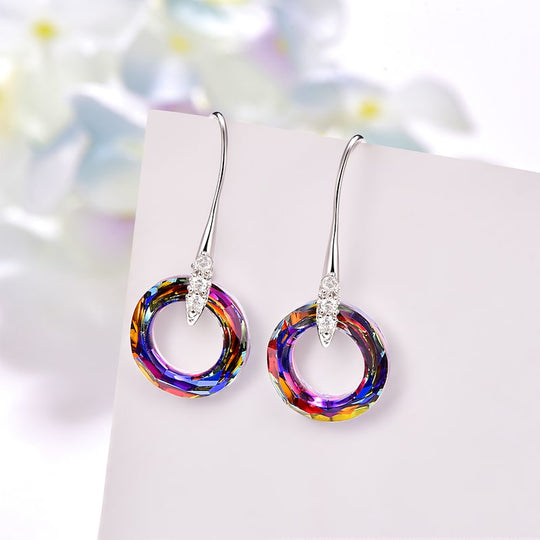 Celestial Hoop Earrings with Crystal Drops