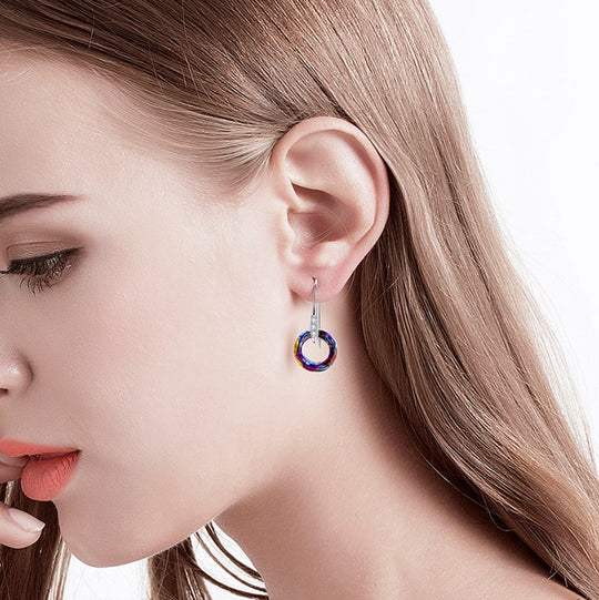 Celestial Hoop Earrings with Crystal Drops
