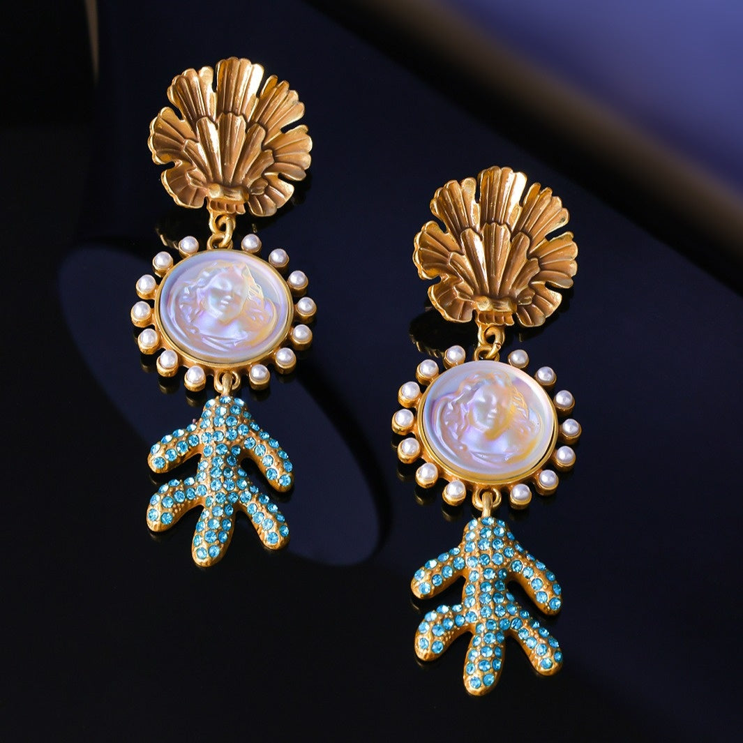 Vintage Shell & Cactus Earrings