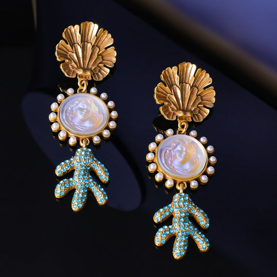 Vintage Shell & Cactus Earrings
