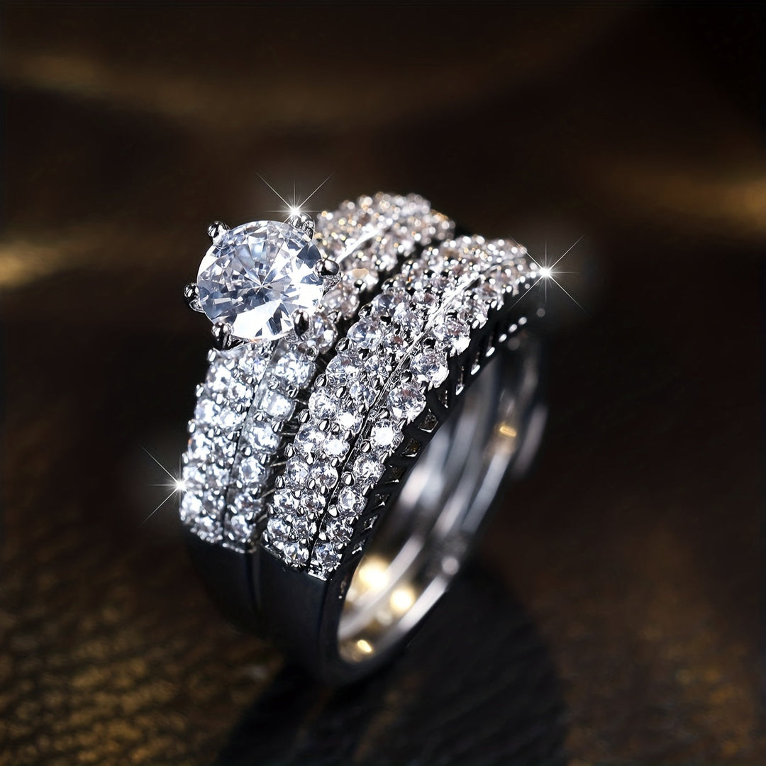 Luxury White Zirconia Ring Set