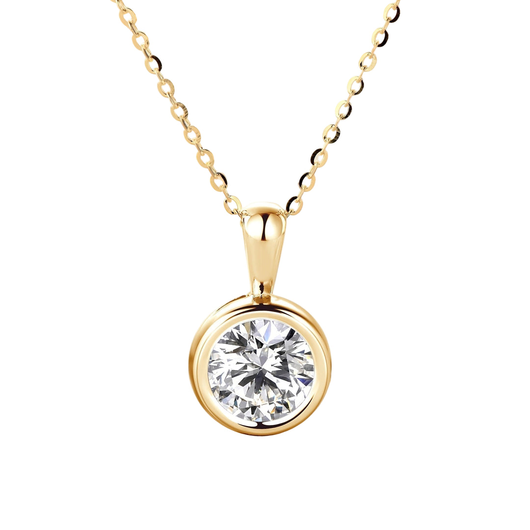 2-Carat 8mm Round Cut Moissanite Pendant Necklace