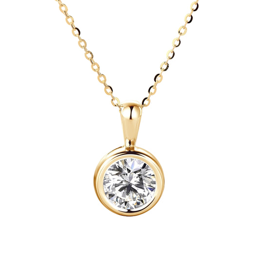 2-Carat 8mm Round Cut Moissanite Pendant Necklace