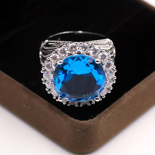 Luxurious Blue Cubic Zirconia Ring