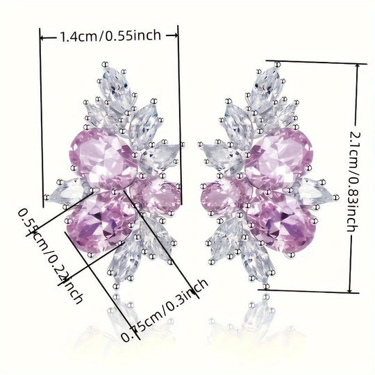 Delicate Elegant Copper Zirconia Earrings