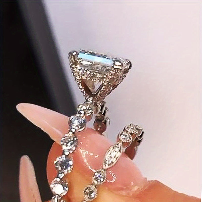 Elegant Square Cut Zirconia Ring Set