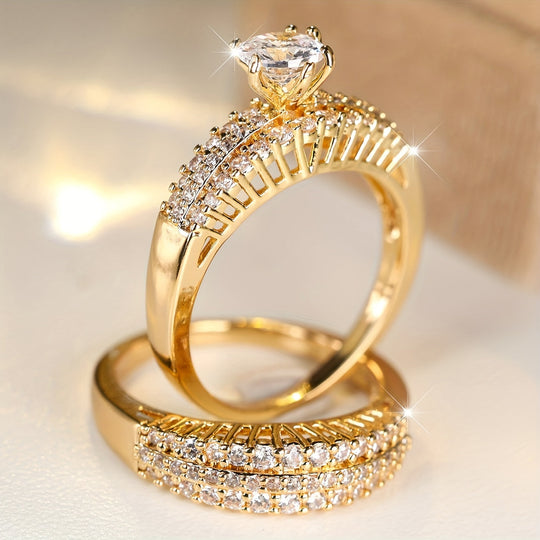 Luxury White Zirconia Ring Set