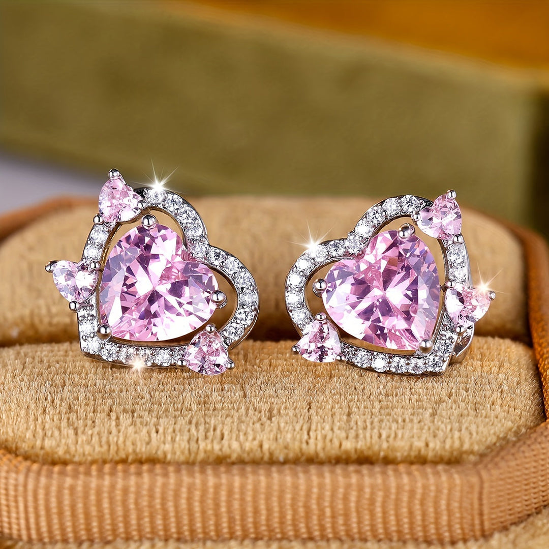 Fashionable Pink Zirconia Stud Earrings