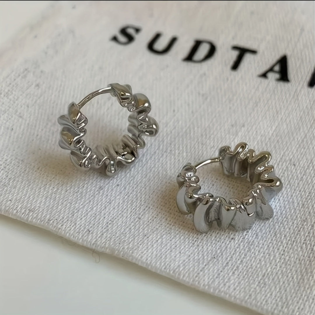 Irregular Wave Ruffles Hoop Earrings