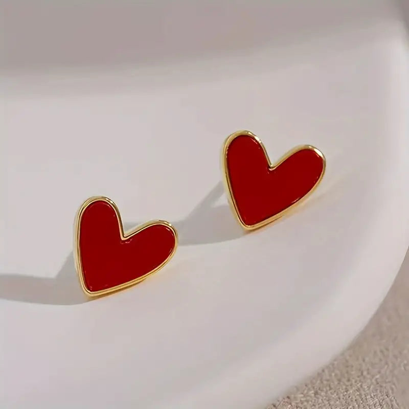 Small Heart-Shaped Stud Earrings