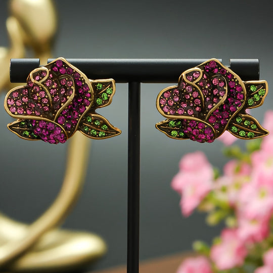 Elegant Retro Rose Stud Earrings