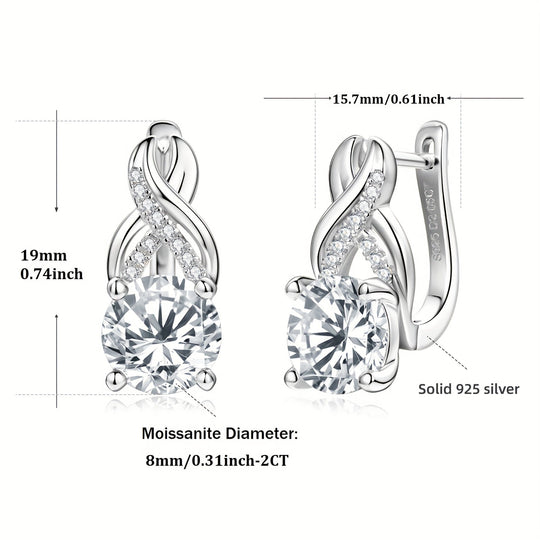 Round Silver 8mm Moissanite Earrings