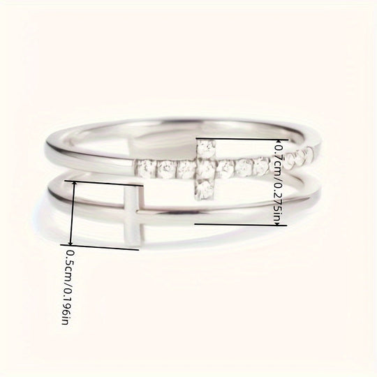 Elegant Double Cross Design Ring