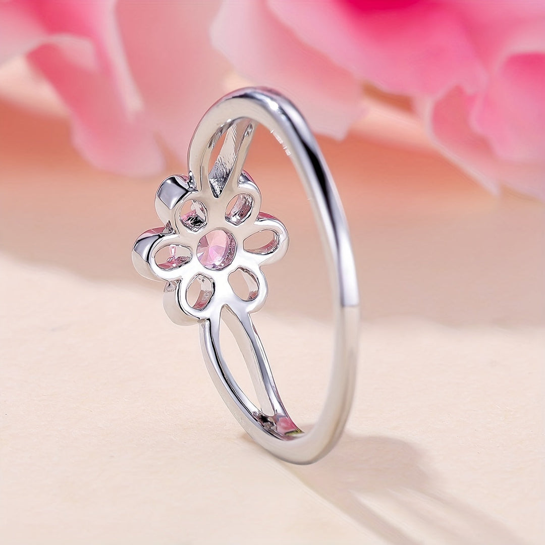 Timeless Pink Zirconia Flower Ring