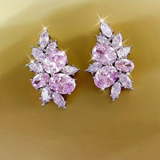 Delicate Elegant Copper Zirconia Earrings
