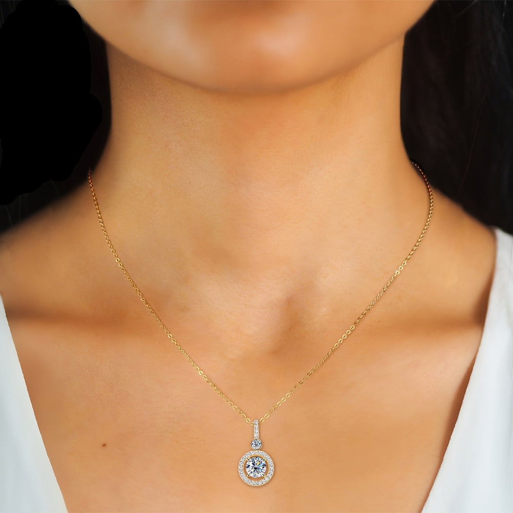 Single Strand Moissanite Pendant Necklace
