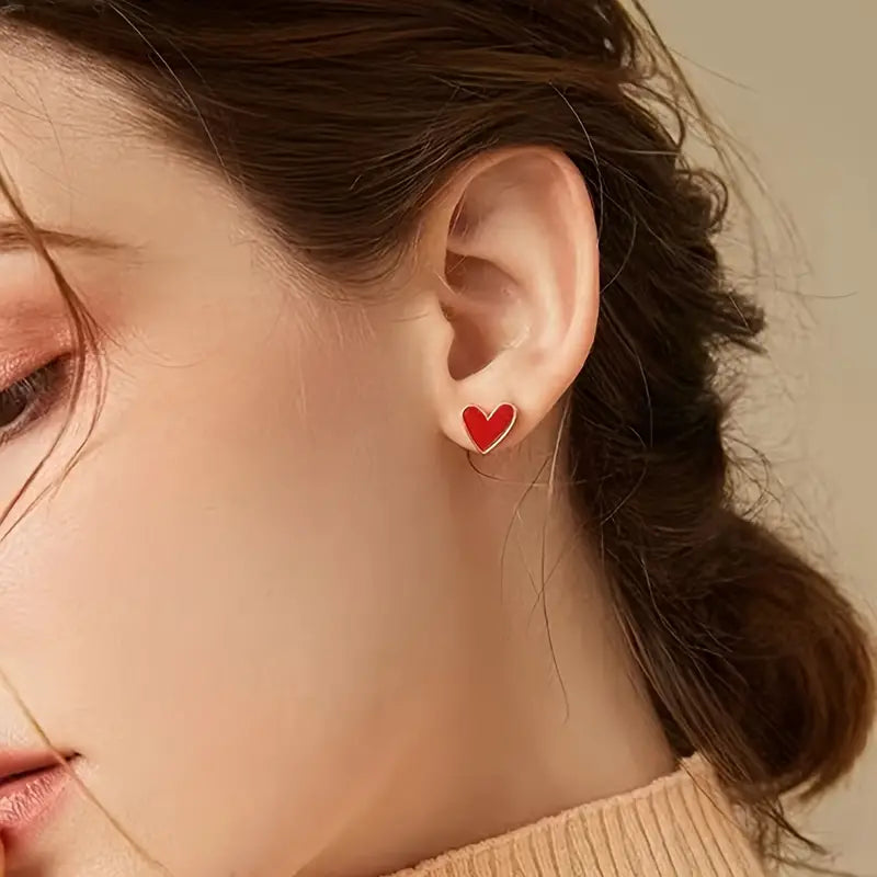 Small Heart-Shaped Stud Earrings