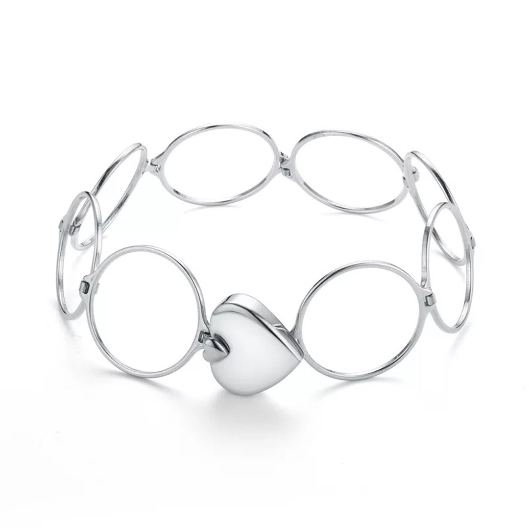 Silver Adjustable Heart Bracelet and Ring Set