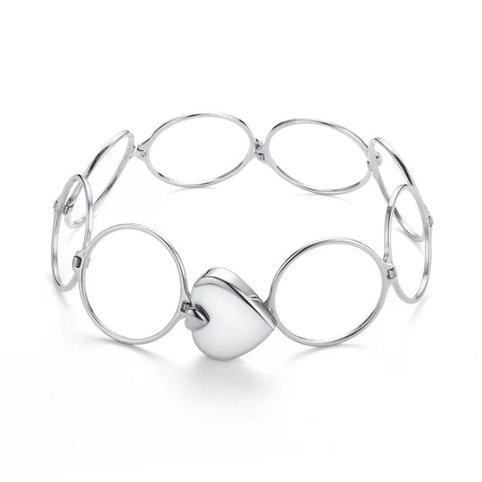 Silver Adjustable Heart Bracelet and Ring Set