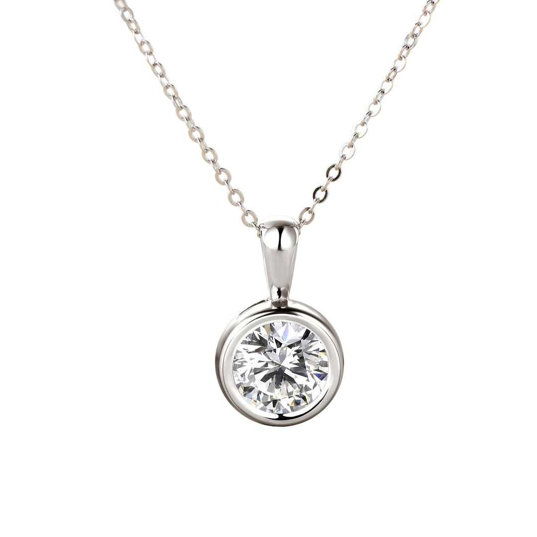 2-Carat 8mm Round Cut Moissanite Pendant Necklace
