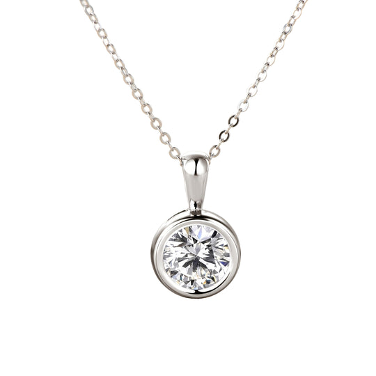 2-Carat 8mm Round Cut Moissanite Pendant Necklace