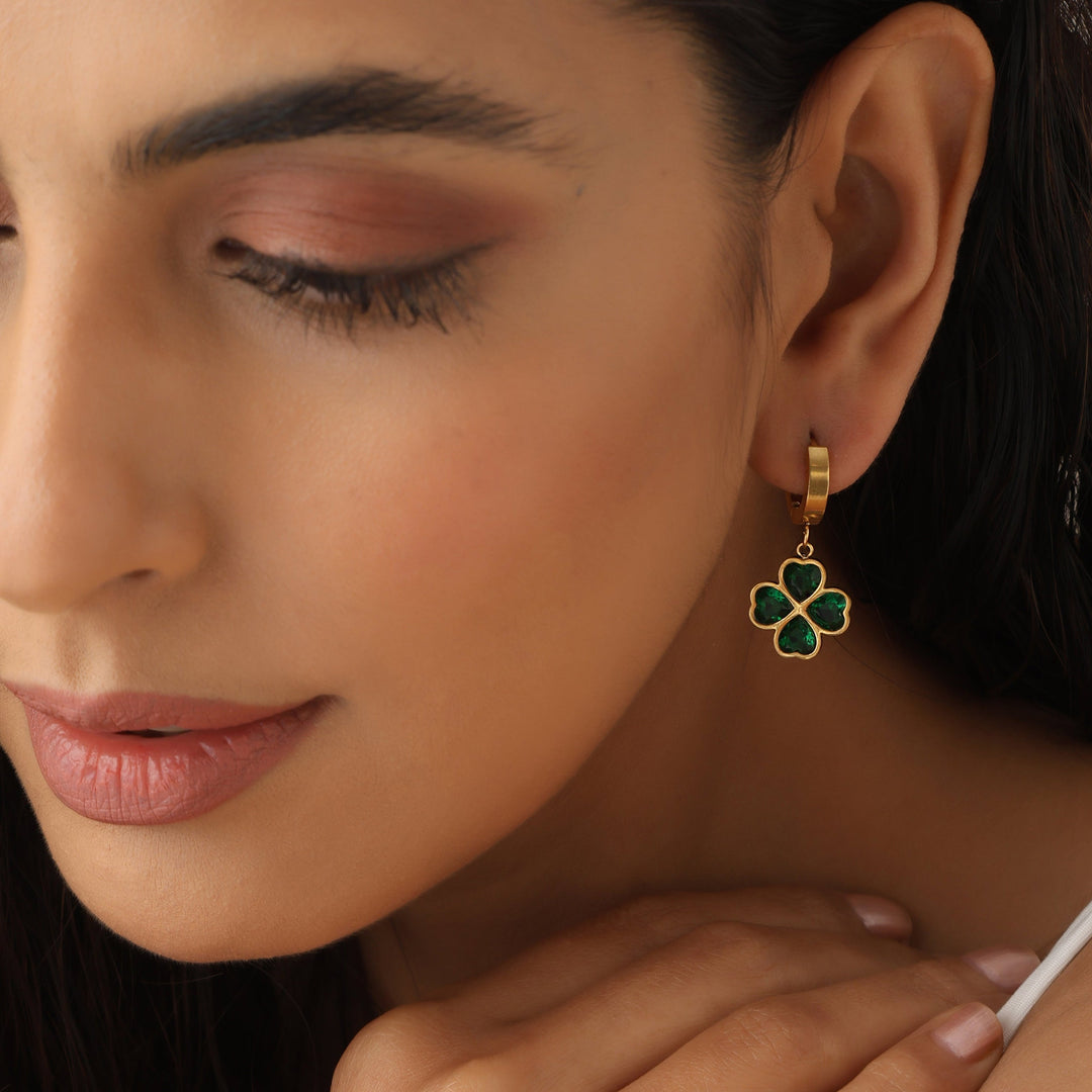 Elegant Emerald Clover Earrings