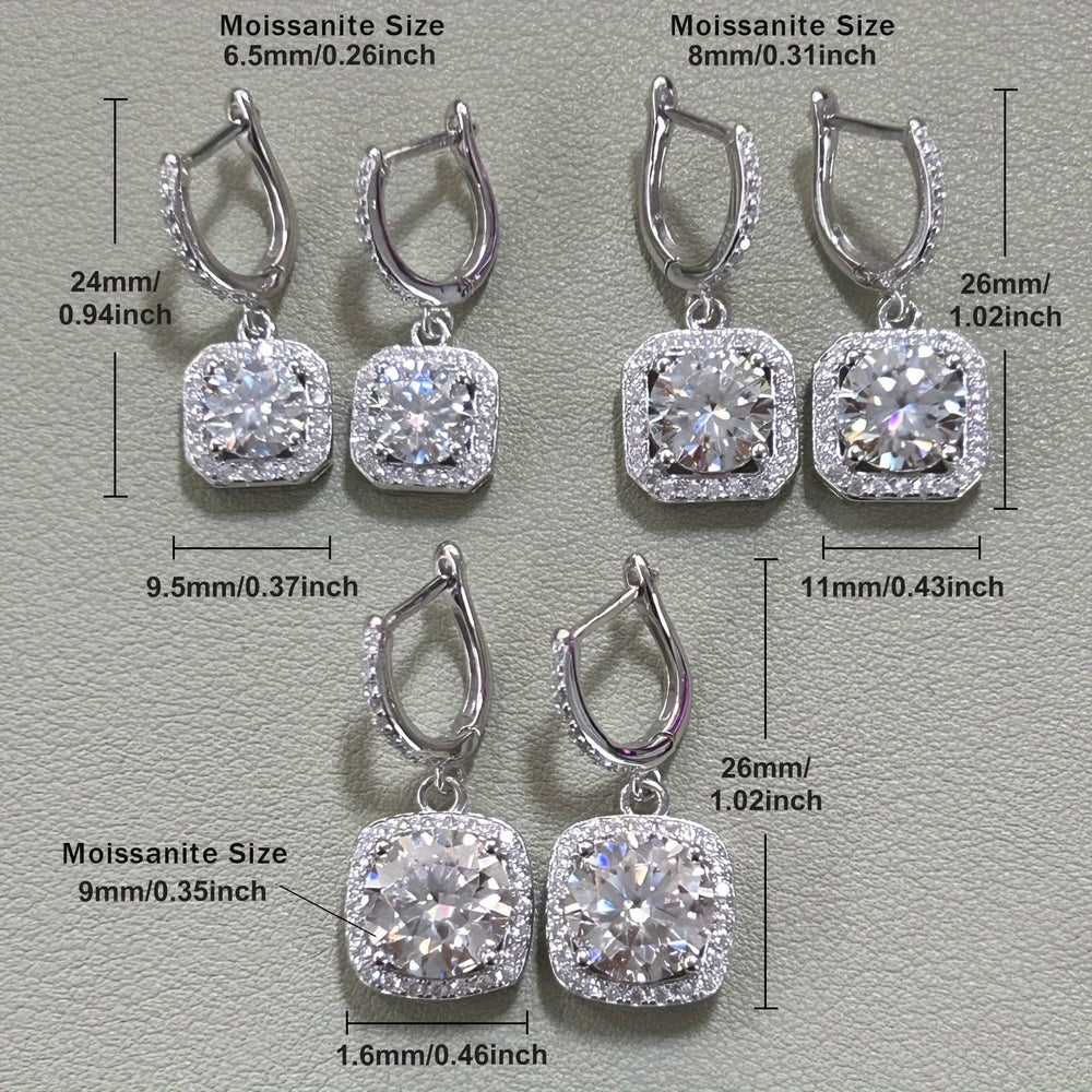 Round Moissanite Silver Earrings