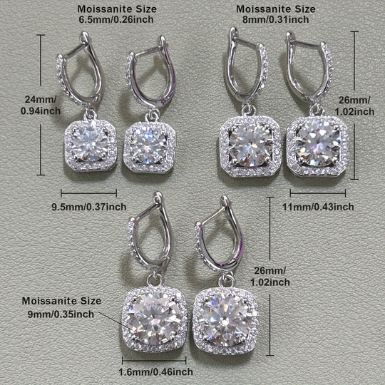 Round Moissanite Silver Earrings