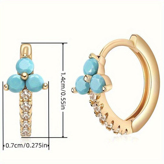 Boho-Inspired Blue Zirconia Hoop Earrings