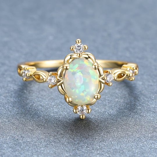 Elegant Oval Opal Engagement Ring