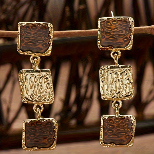 Retro Square Long Earrings