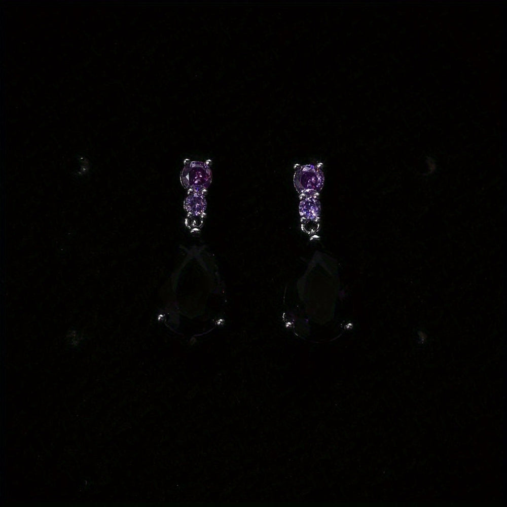 Elegant Purple Gem Decor Earrings