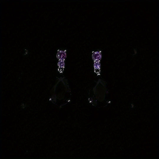 Elegant Purple Gem Decor Earrings