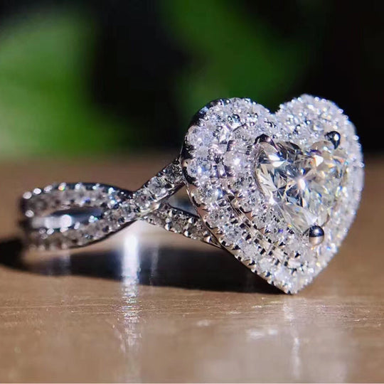 Sparkling Zirconia Heart Ring