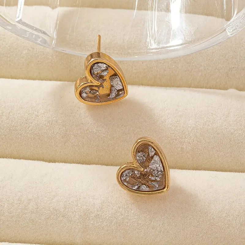Small Heart-Shaped Stud Earrings